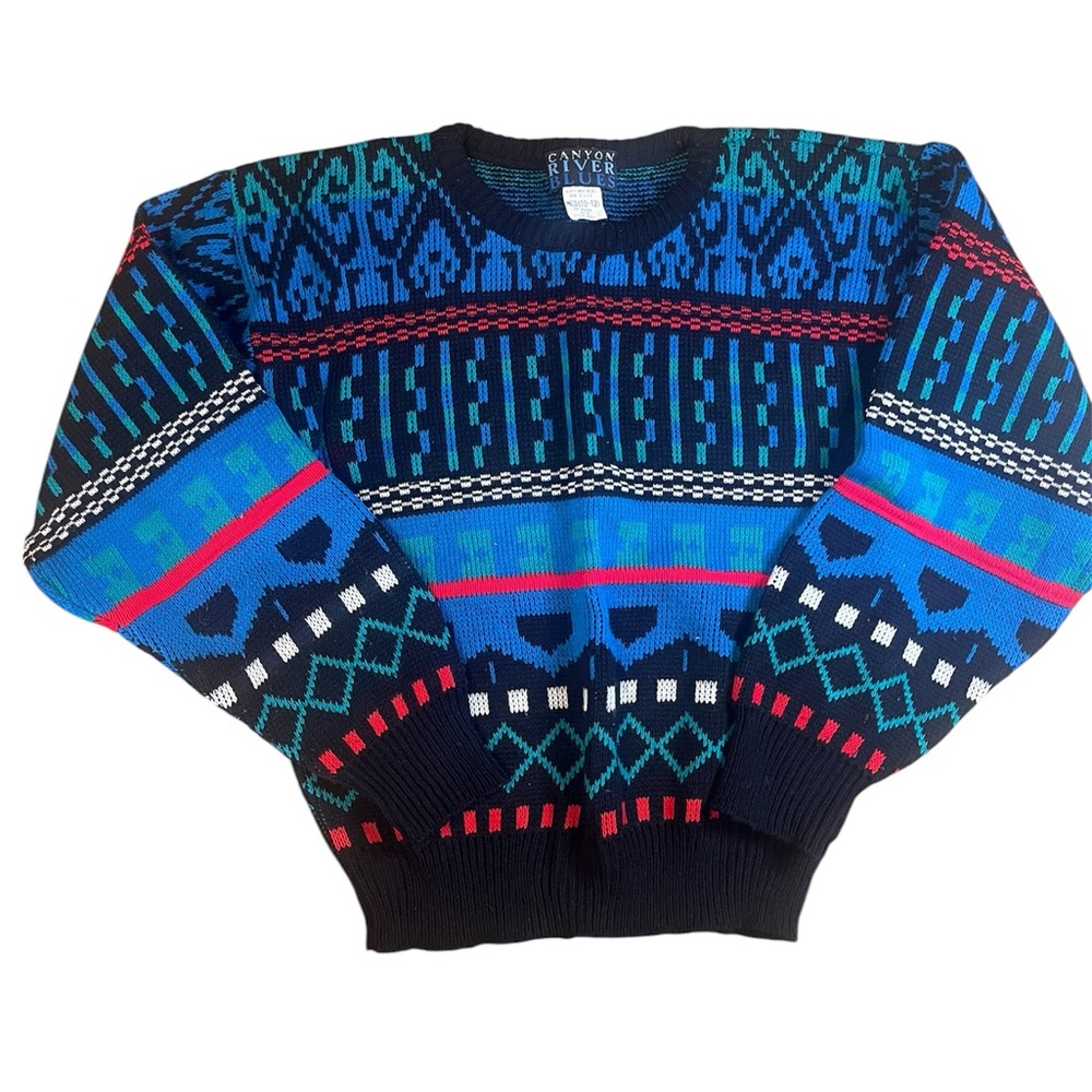 Kids Vintage Canyon River Blues Sweater size 10-12 Made in The USA - Picture 1 of 7